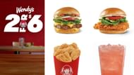 The 2 for $6 deal lets you choose from four options for all your hunger pangs (Image via Wendy's)
